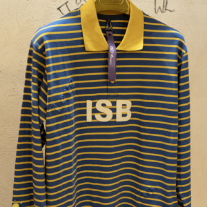 ISB Patch 12 is Love Bee Embossed Longsleeves Tshirt Colar Neck Yellow Stripe