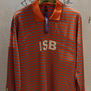 ISB Patch 12 is Love Bee Embossed Longsleeves Tshirt Colar Neck Orange Stripe
