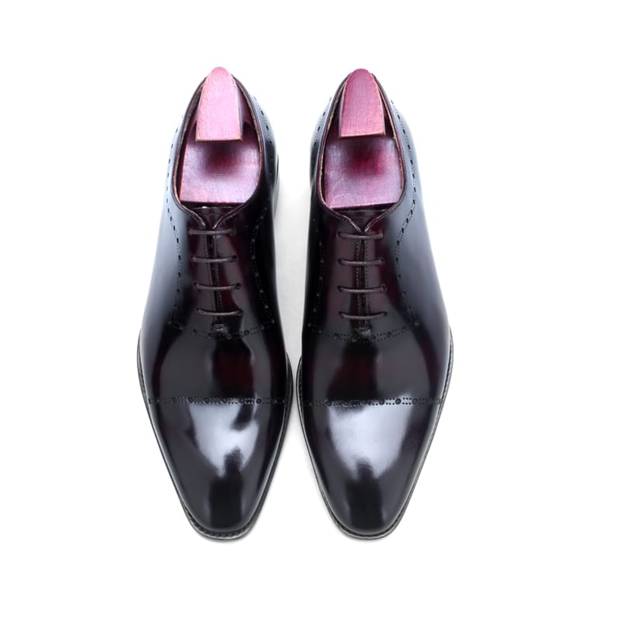 Wine Lace-up Punched Calf Leather