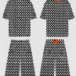 ISB Monogram Carpenter Denim Short Sleeve Jacket and Jorts Set