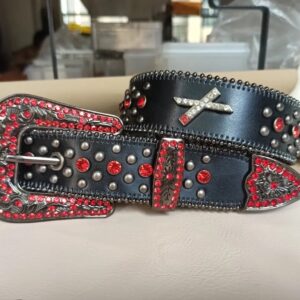 ISB Rhinestones Belt Black/Red