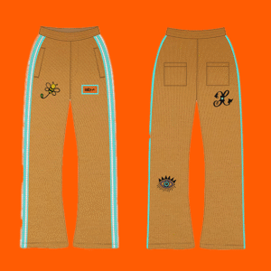 ISB Eye x Bee Heavy Baggy Leather Patch / Rhinestones Joggers Brown